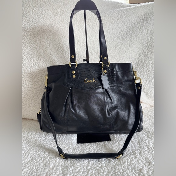 Coach Ashley Satchel Black Leather  Bag - Picture 1 of 10